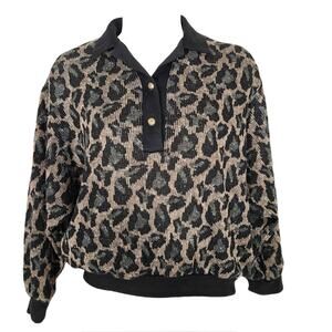 Vintage 90s Graff Leopard print batwing oversized cardigan size small